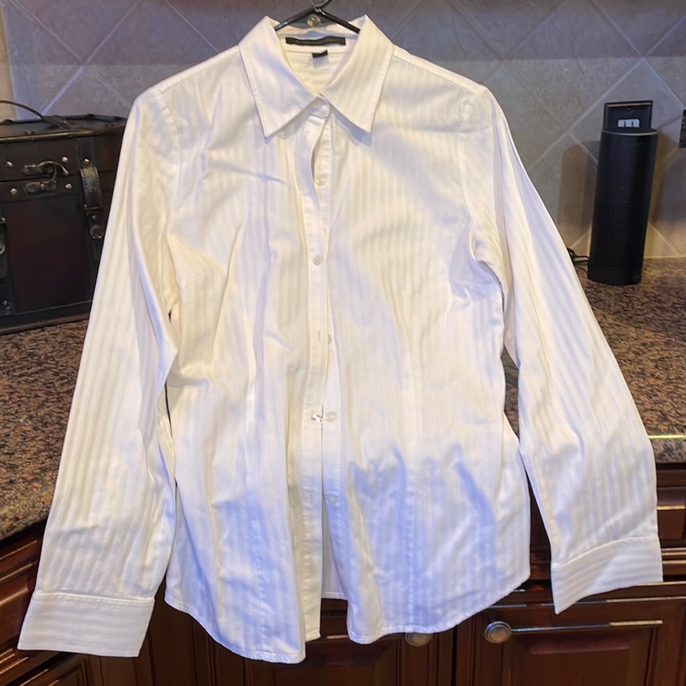 Women’s White Stripped Express Buttoned Down